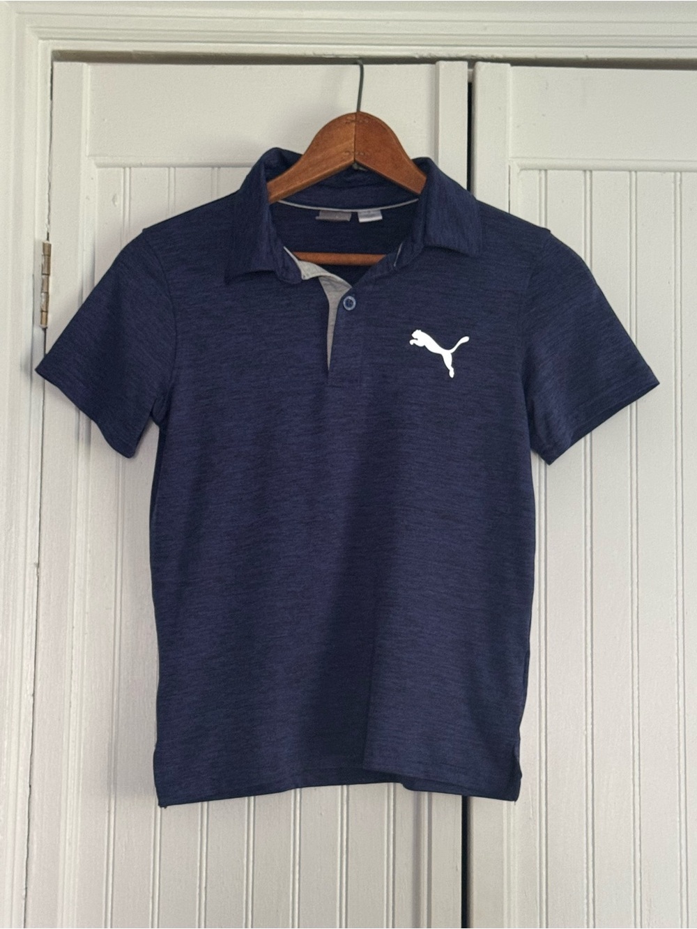 Puma Navy Blue Kids Polo with White Puma Logo